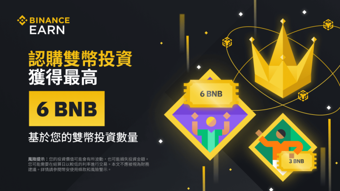 图片[1] - 「币安binance」完成双币投资认购，购获高<strong></strong>获得最高6 BNB等值代币券