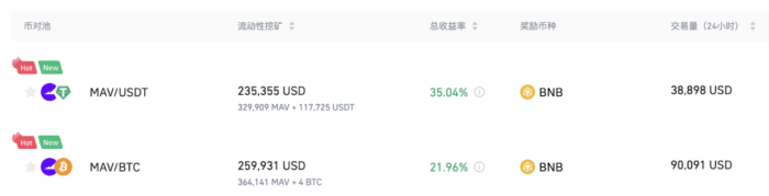 图片[2] - 币安binance流动性挖矿支持MAV/USDT、MAV/BTC流动性池，奖励<strong></strong>并提供额外的币安BNB奖励